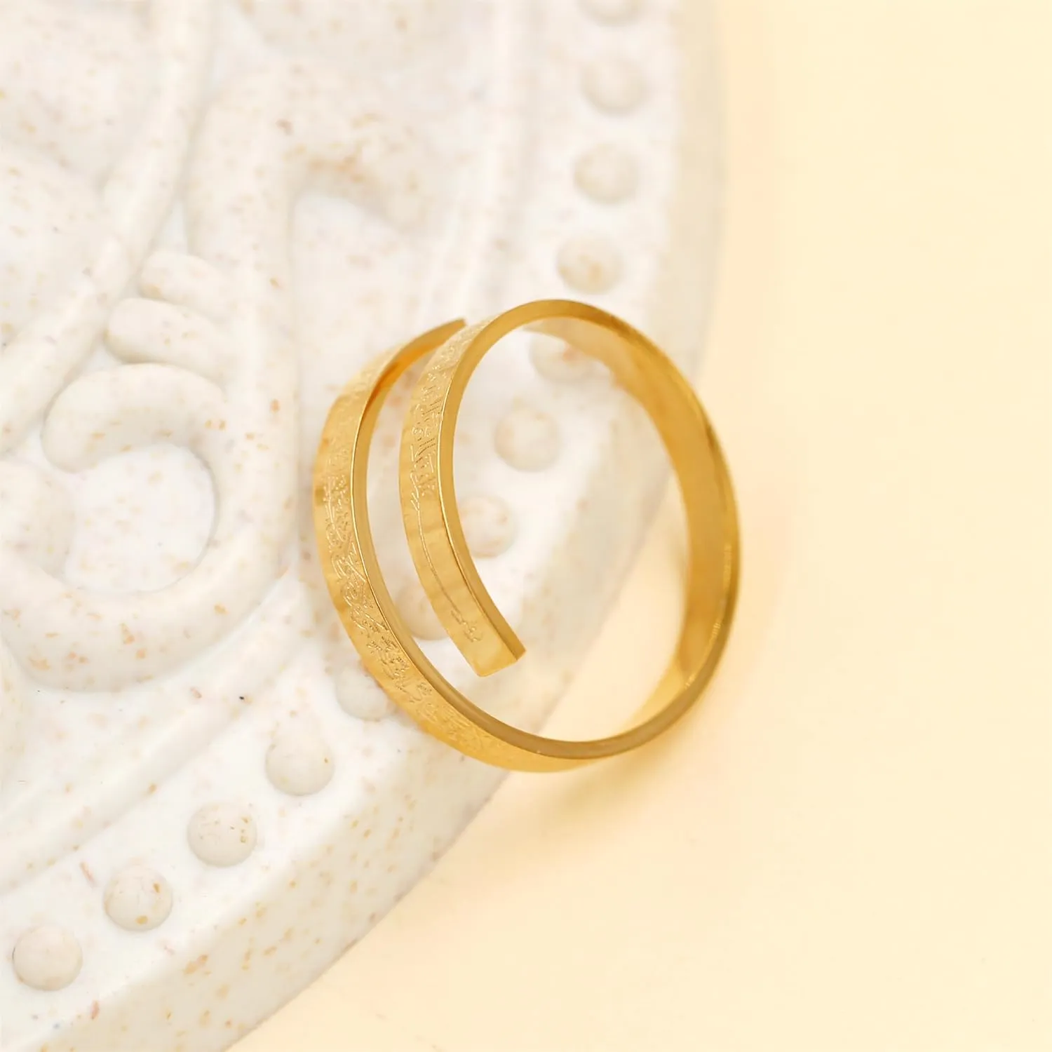 Unique Islamic Theme Jewelry - Carving Arabic Scripture Ring, Religious Adjustable Stainless Steel Open Ring for Men Women, Gifts for Birthday Valentine's Day YA4978