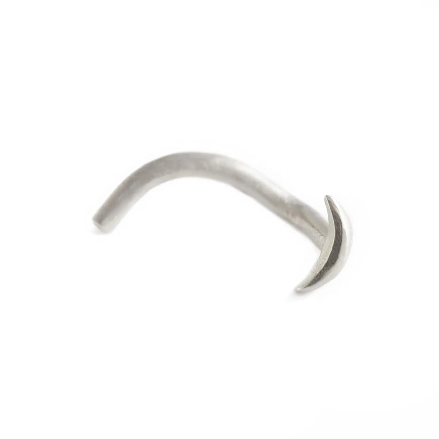Unique Nose Stud, Sterling Silver Small Tiny Nose Screw Ring Piercing, Indian Style, Moon Shaped, Fits Tragus, Cartilage, Helix Earring, 20g, Handmade Jewelry