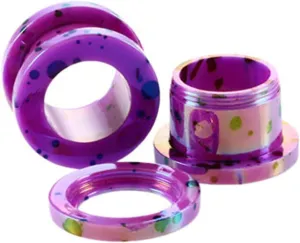Unique Plugs and Tunnels , Hoop with Dot Acrylic Ear Gauge Stretching Kit Tunnels Double Flared Screw Flesh Piercings Body Jewelry 2Pcs
