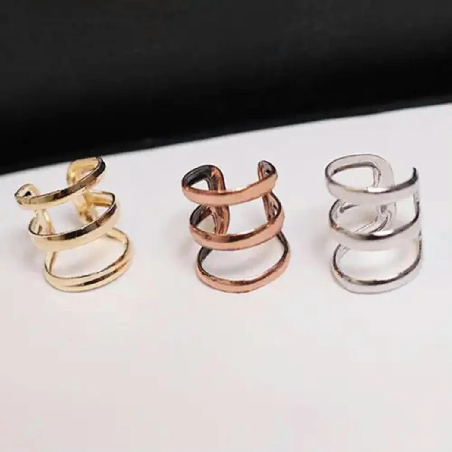 Unisex Punk Rock Ear Clip Cuff Wrap No Piercing-Clip On Earring Jewelry =Y-Silver