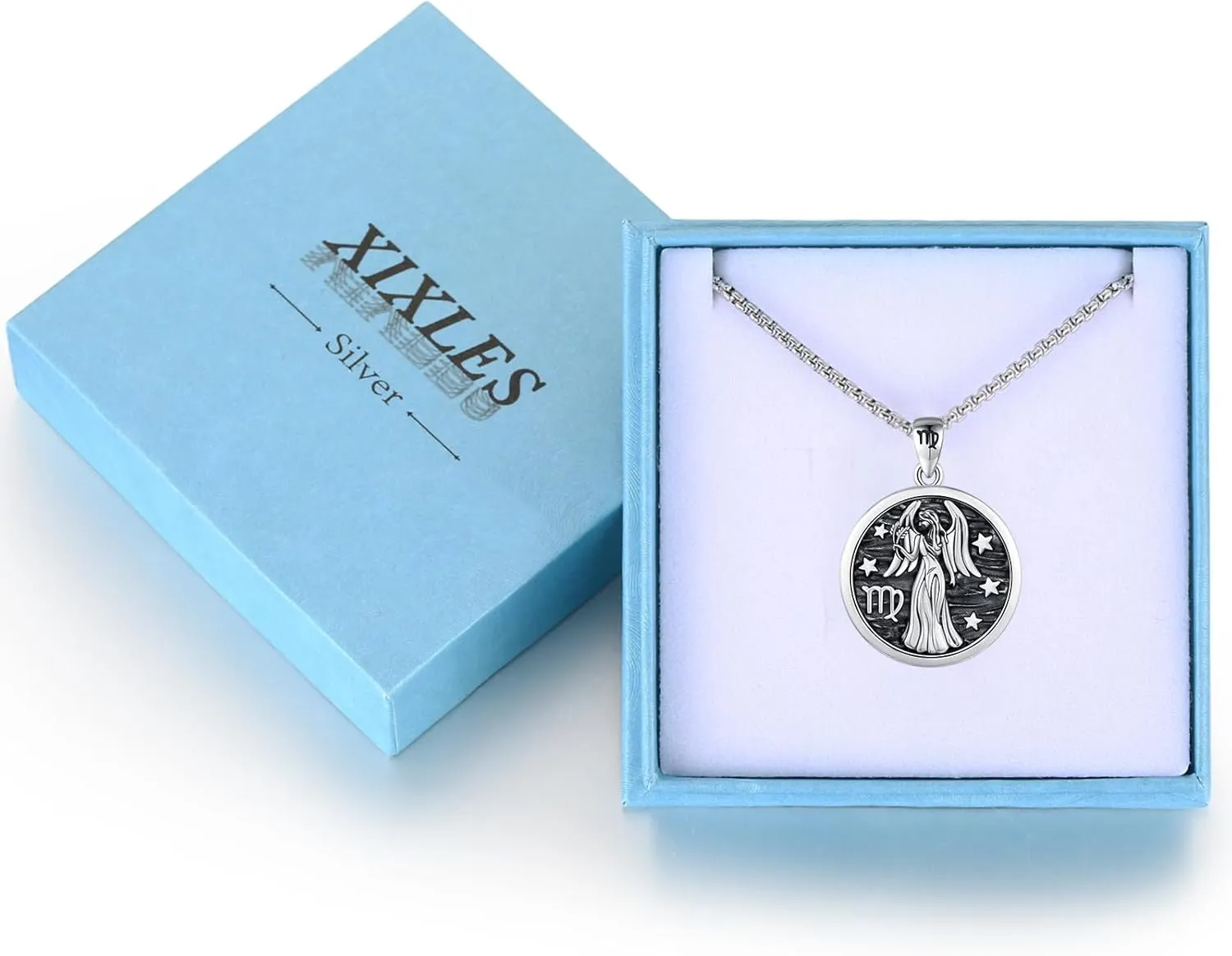 Unisex Zodiac Sign Necklace 925 Sterling Silver Constellation Pendant Necklaces,Horoscope Zodiac Jewelry Birthday Gift for Women Men