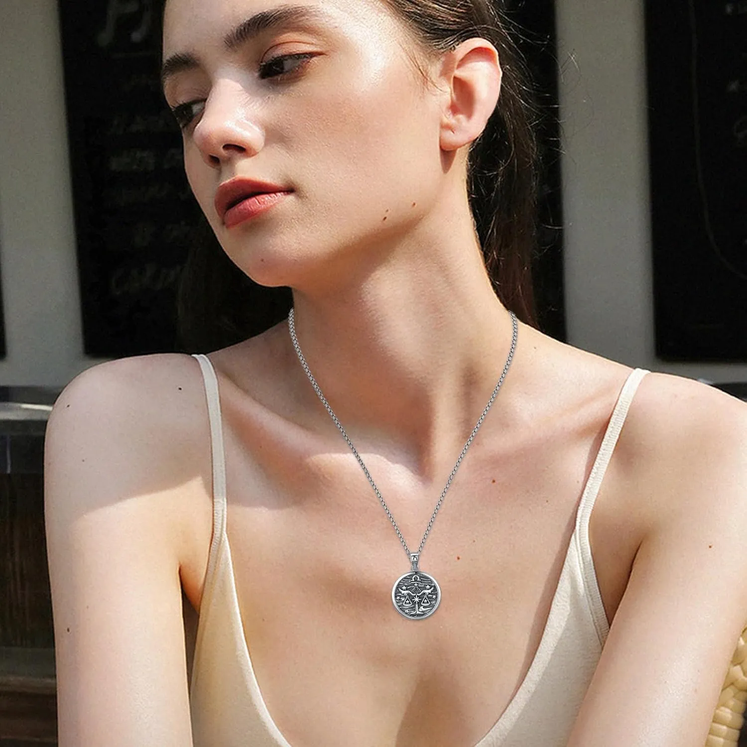 Unisex Zodiac Sign Necklace 925 Sterling Silver Constellation Pendant Necklaces,Horoscope Zodiac Jewelry Birthday Gift for Women Men