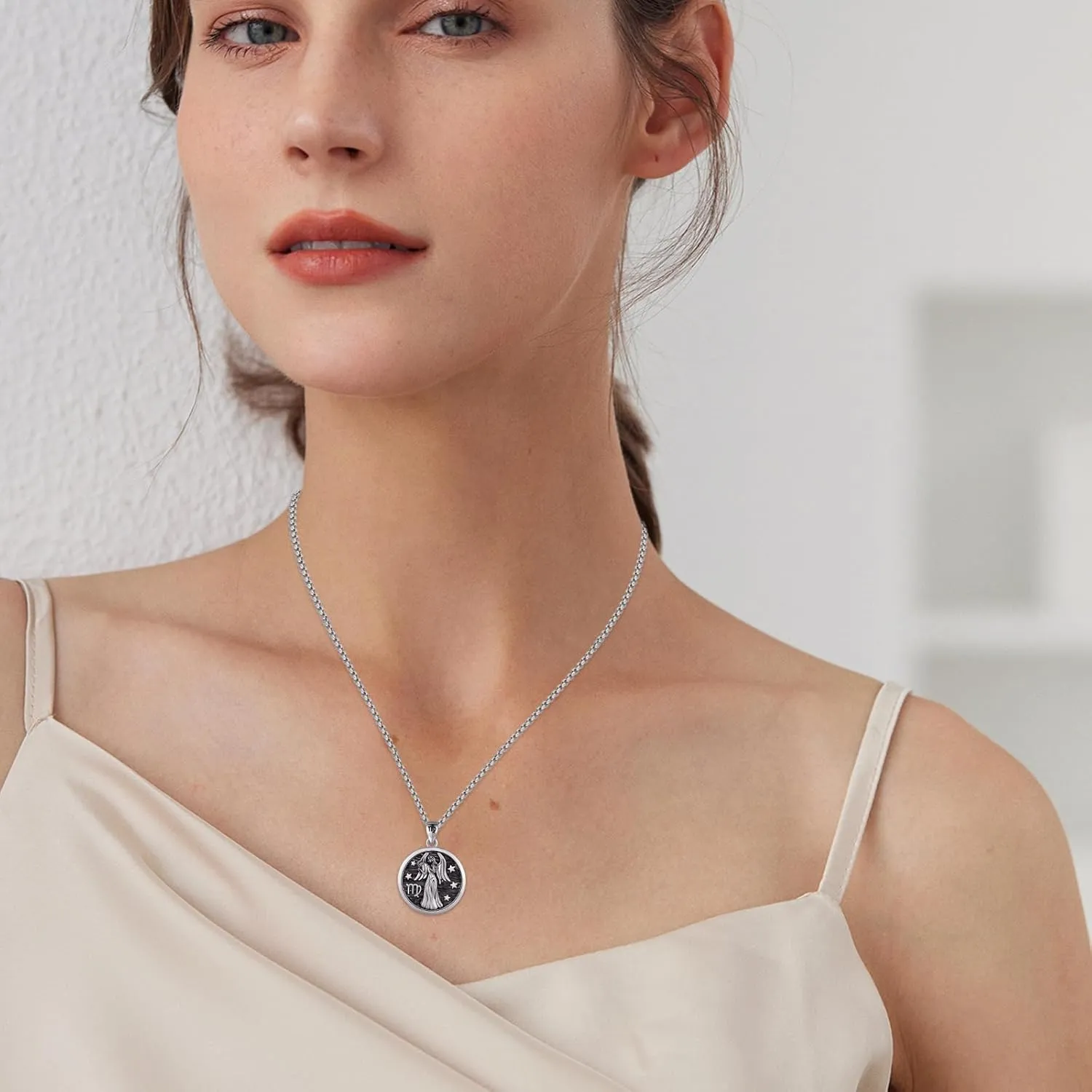 Unisex Zodiac Sign Necklace 925 Sterling Silver Constellation Pendant Necklaces,Horoscope Zodiac Jewelry Birthday Gift for Women Men