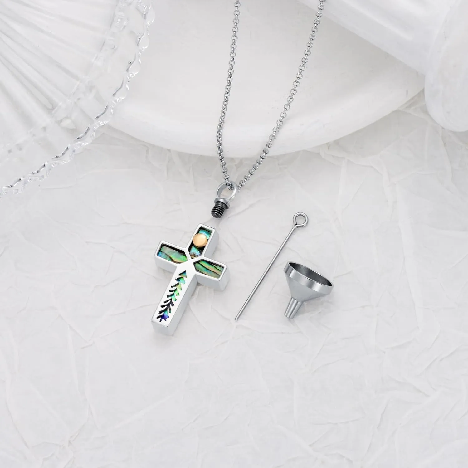 Urn Necklaces for Ashes S925 Sterling Silver Hummingbird Cross/Forget Me Not Flower/Dragonfly/Om Mani Padme Hum/Butterfly/Compass Cremation Jewelry for Women Men with Filling Tool