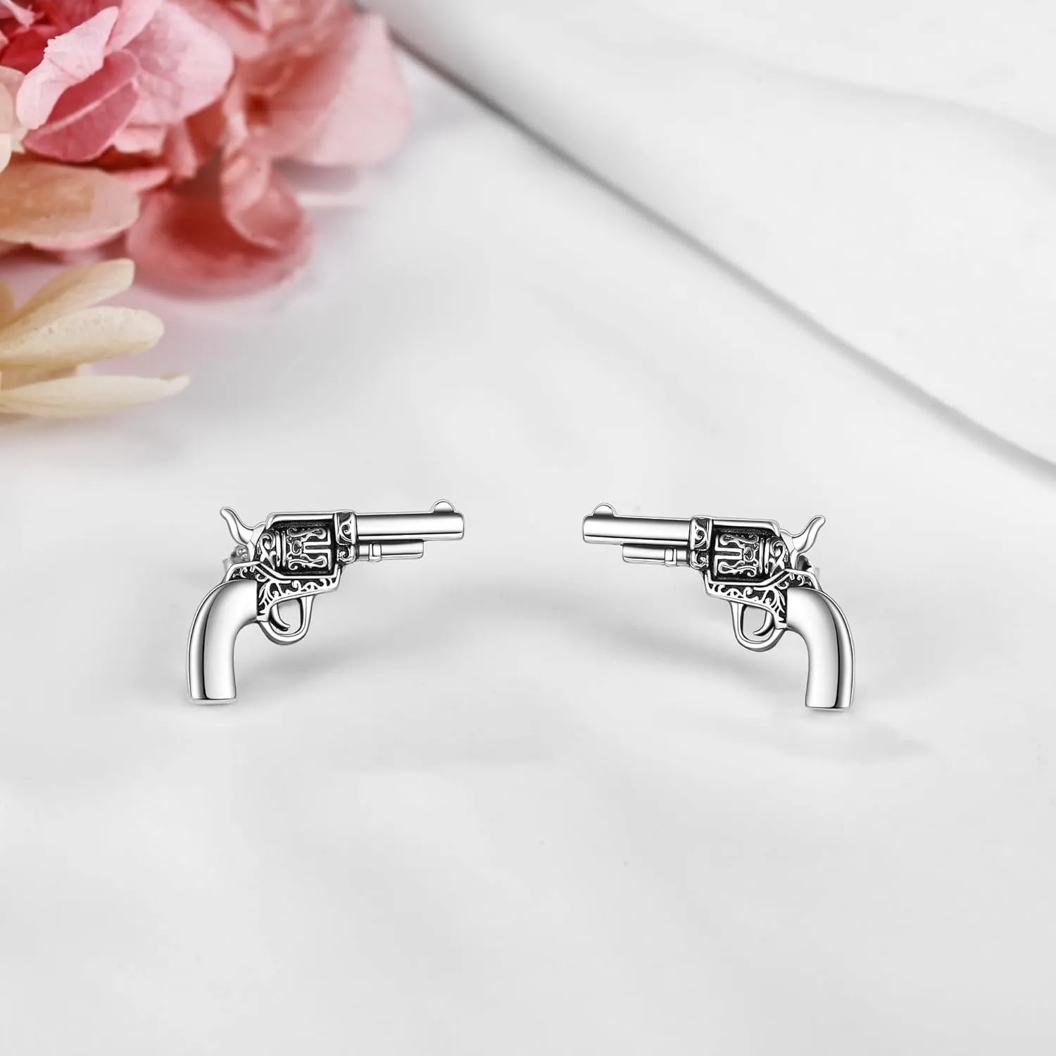 URONE Cowgirl Cowboy Earrings 925 Sterling Silver Revolver Gun/Boot Dangle Drop Earrings Western Country Earrings Jewelry for Women