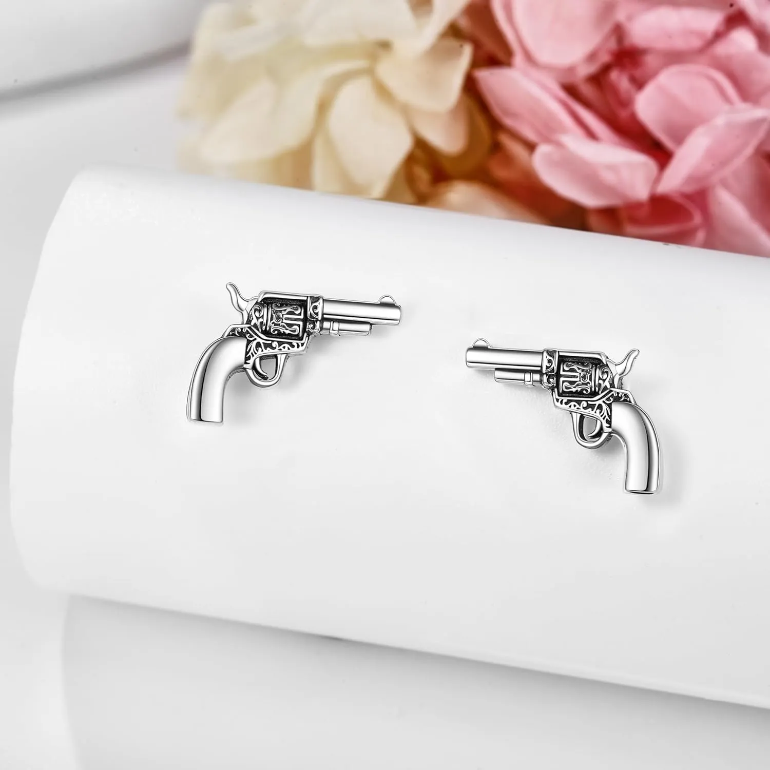 URONE Cowgirl Cowboy Earrings 925 Sterling Silver Revolver Gun/Boot Dangle Drop Earrings Western Country Earrings Jewelry for Women