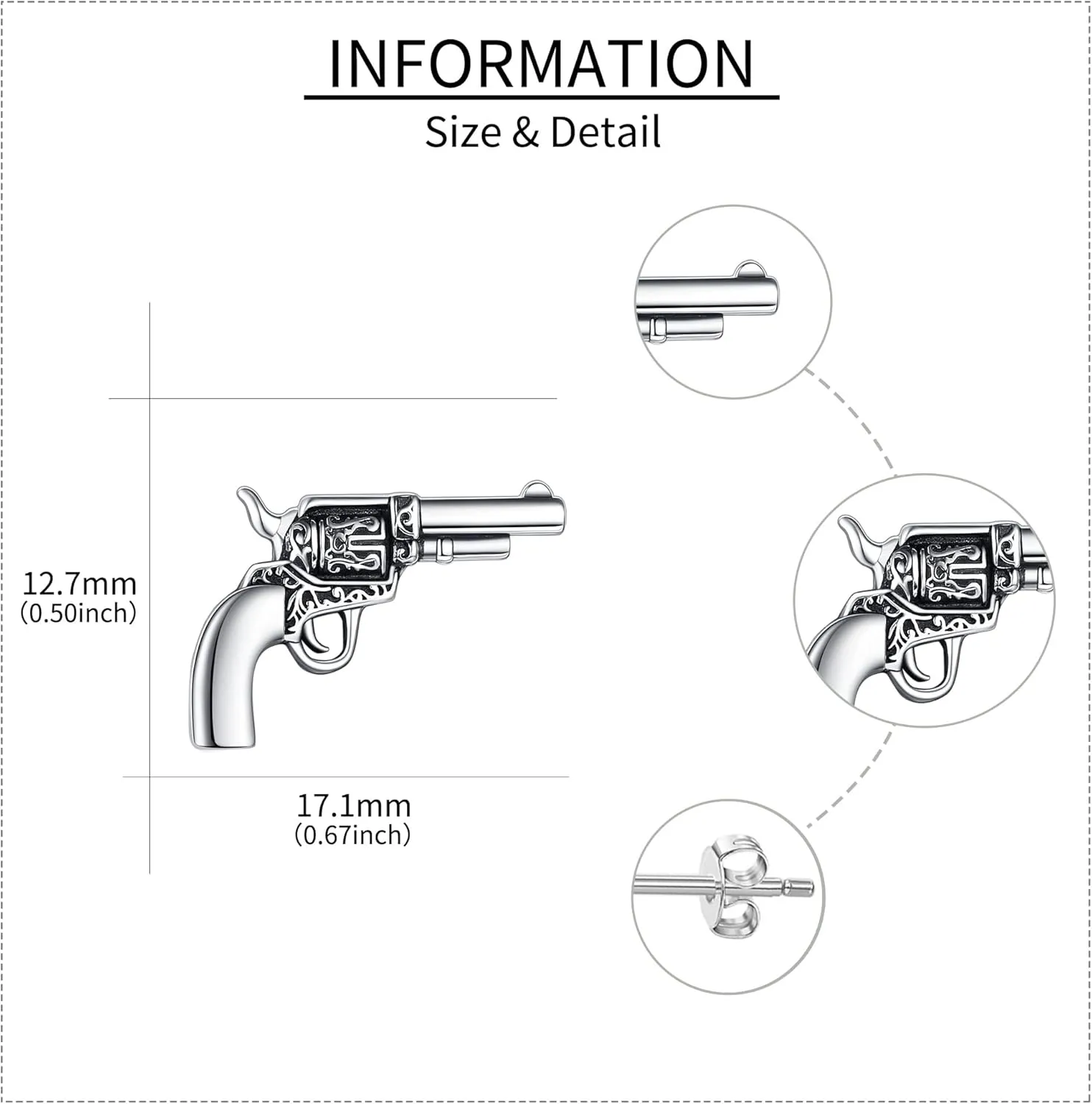 URONE Cowgirl Cowboy Earrings 925 Sterling Silver Revolver Gun/Boot Dangle Drop Earrings Western Country Earrings Jewelry for Women