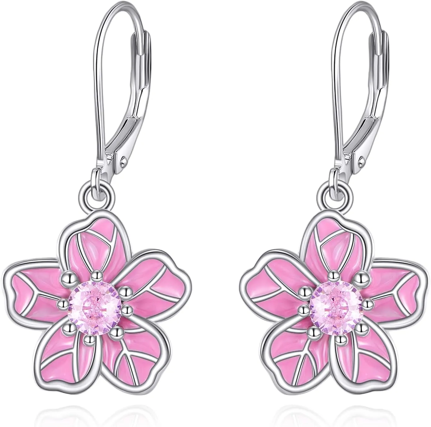 URONE Daisy/Sunflower/Lotus/Cherry Blossom/Clover/Monstera Earrings 925 Sterling Silver Flowers Drop Dangle Earrings Flowers Jewelry for Women