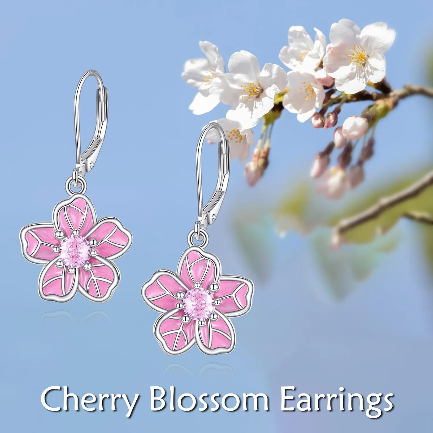 URONE Daisy/Sunflower/Lotus/Cherry Blossom/Clover/Monstera Earrings 925 Sterling Silver Flowers Drop Dangle Earrings Flowers Jewelry for Women