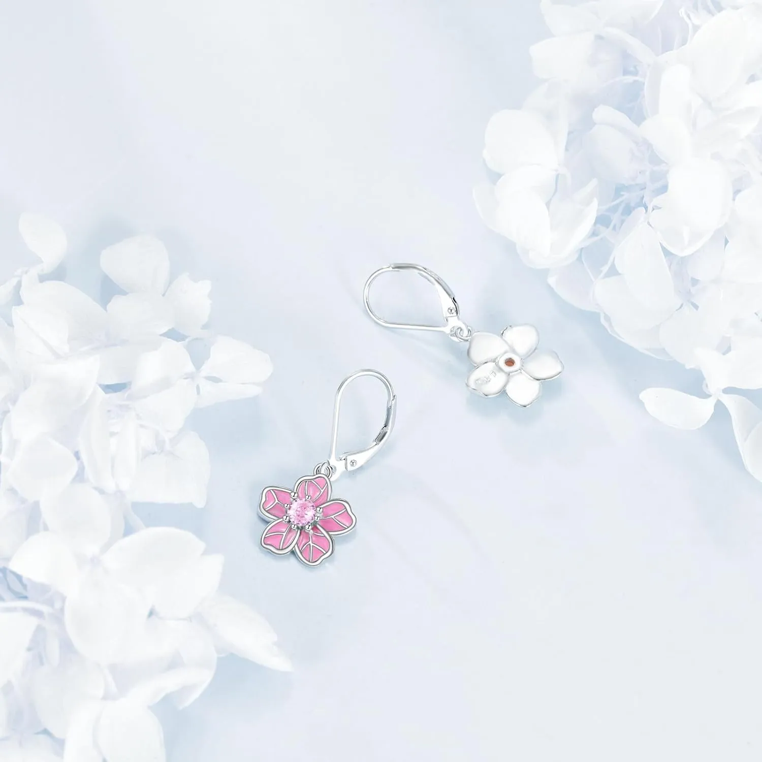 URONE Daisy/Sunflower/Lotus/Cherry Blossom/Clover/Monstera Earrings 925 Sterling Silver Flowers Drop Dangle Earrings Flowers Jewelry for Women