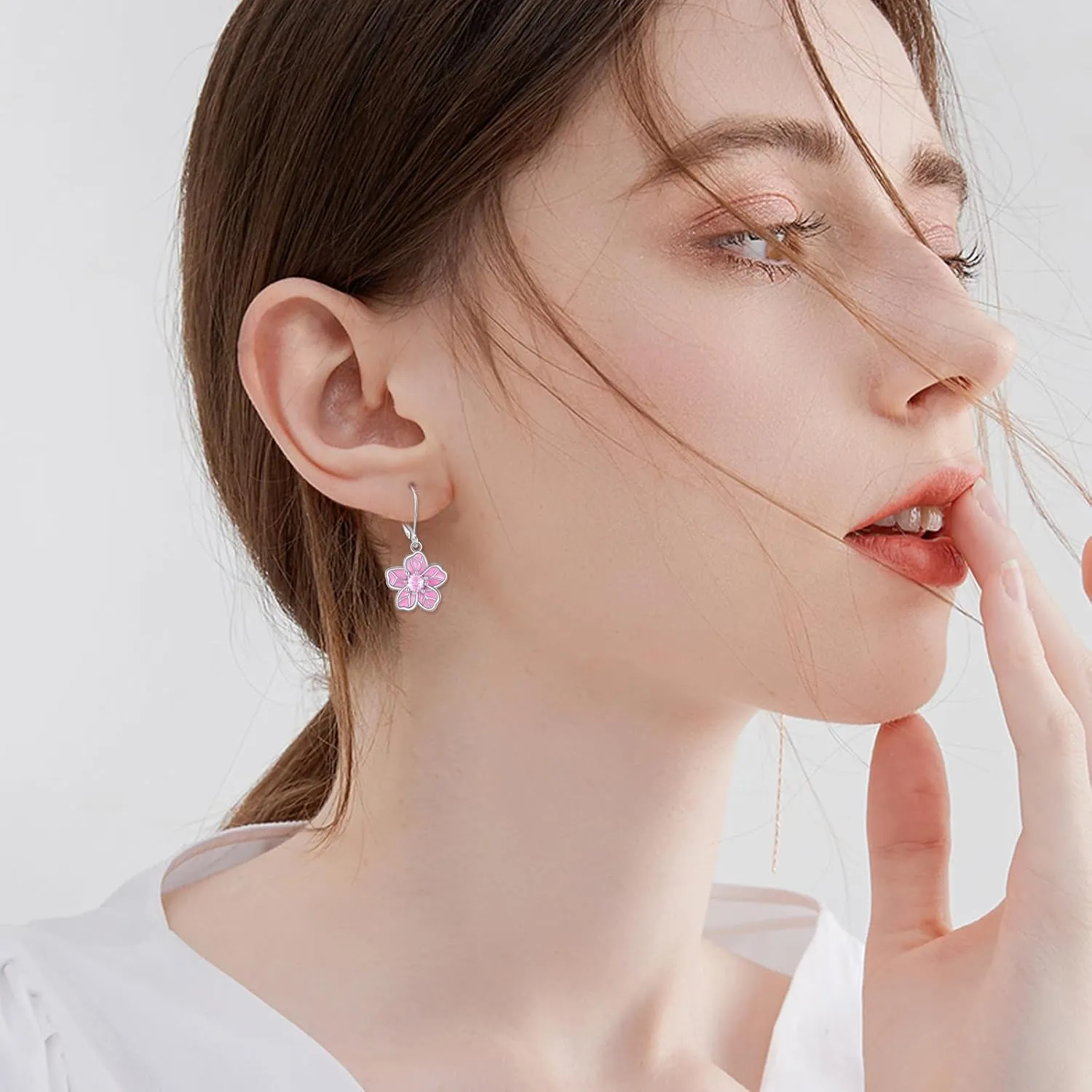 URONE Daisy/Sunflower/Lotus/Cherry Blossom/Clover/Monstera Earrings 925 Sterling Silver Flowers Drop Dangle Earrings Flowers Jewelry for Women