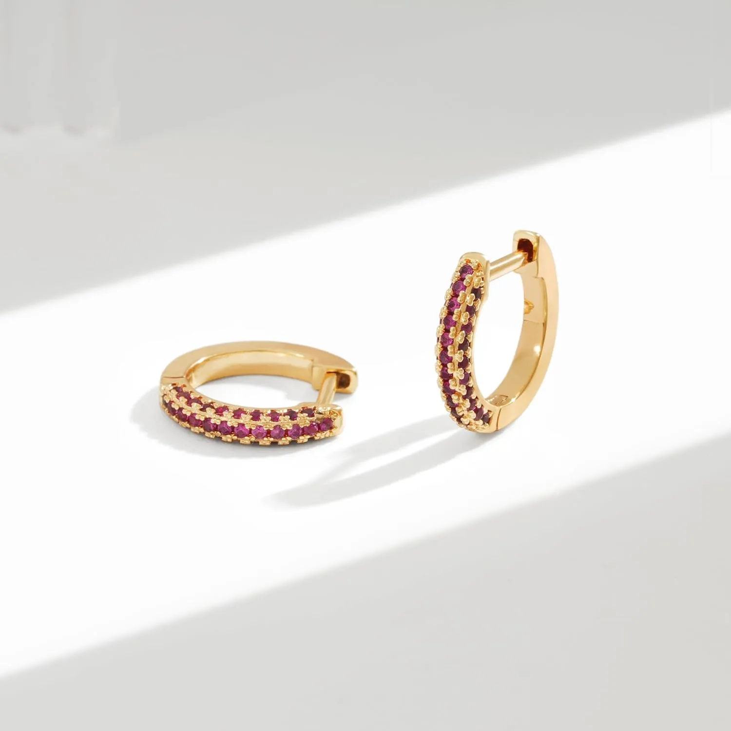 VACRONA Gold Hoop Earrings Huggie for Women Cubic Zirconia 14k Gold Plated Small Huggie Hoops Earrings Hypoallergenic Jewelry Gifts