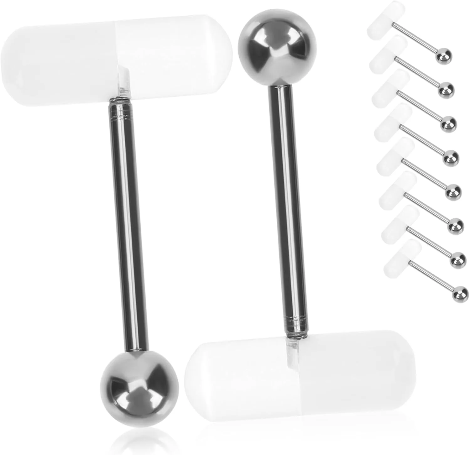VALICLUD 10pcs Acrylic Tongue Rings Sturdy Steel Tongue Nails for Piercing Bright Colors Comfortable for Long Time Wear Party Daily Jewelry Set