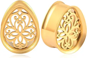 Vankula 2 PCS 6mm-25mm Fashion 316 Stainless Steel Beautiful Ear Plugs Tunnels Gauges Stretcher Piercing Body Jewelry