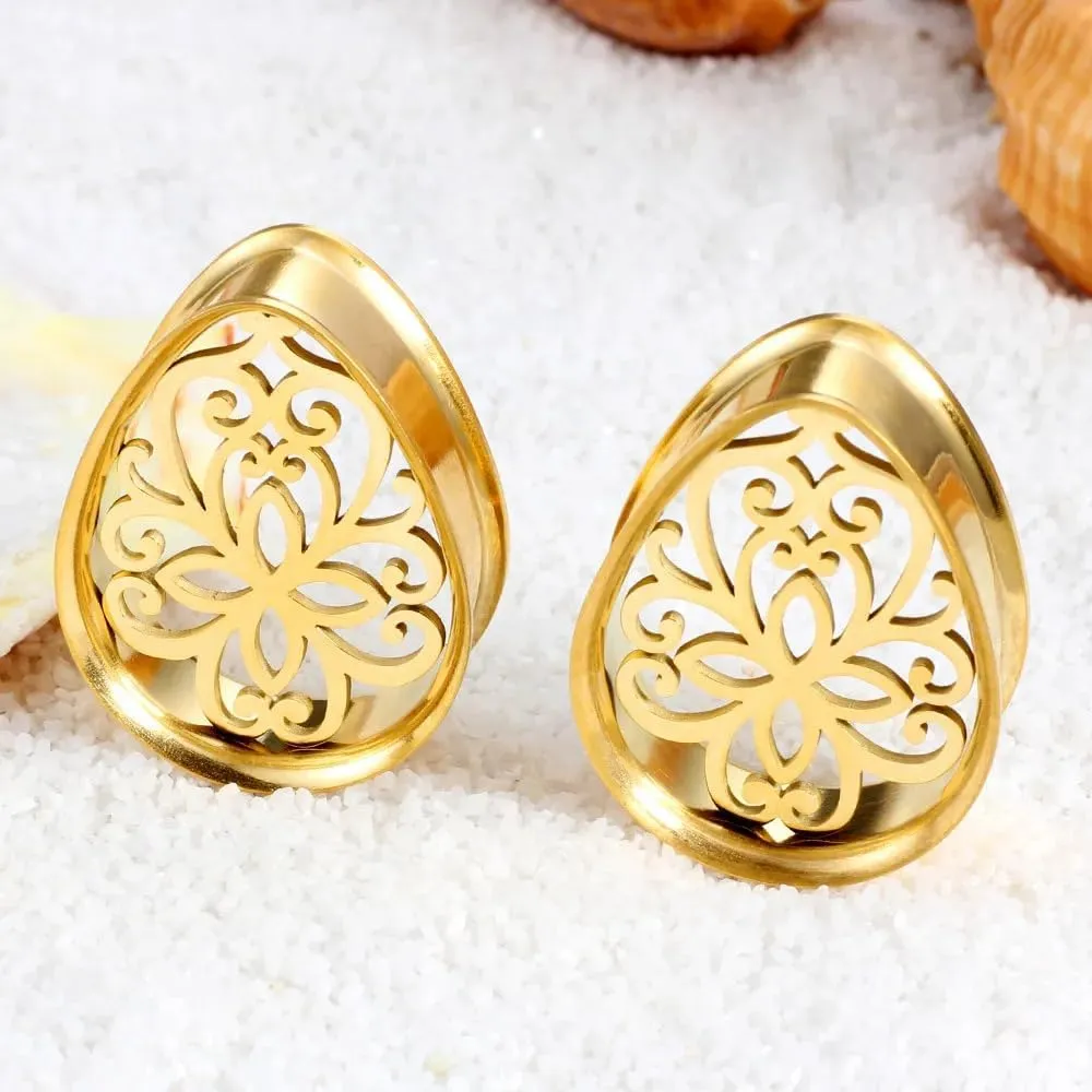 Vankula 2 PCS 6mm-25mm Fashion 316 Stainless Steel Beautiful Ear Plugs Tunnels Gauges Stretcher Piercing Body Jewelry