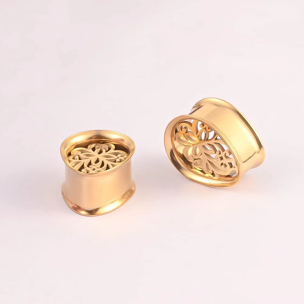 Vankula 2 PCS 6mm-25mm Fashion 316 Stainless Steel Beautiful Ear Plugs Tunnels Gauges Stretcher Piercing Body Jewelry