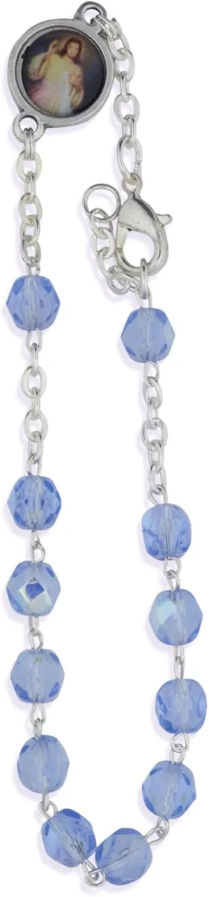Vatican Imports Crystal One Decade Rosary Bracelet (Sapphire)
