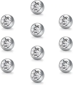VCMART 14G 5mm 8mm Replacement Balls Externally Threaded Piercing Balls for Tongue Nipple Navel Belly Button Rings Industrial Barbell Piercing Surgical Steel Body Piercing Jewelry Parts