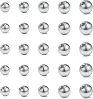 VCMART 16G 18G Replacement Balls Externally Threaded Piercing Balls for Lip Septum Nose Cartilage Tragus Helix Daith Rook Ear Piercing Jewelry 2.5-8mm Surgical Stainless Steel Metal Balls Silver