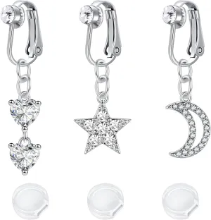 VCMART Fake Belly Piercing Fake Belly Button Piercing Clip on Belly Button Rings Surgical Stainless Steel Non Piercing Fake Belly Ring for Women