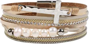 Vercret Leather Wrap Bracelet for Women - Multi-Layer Bracelets with Magnetic Clasp Bangle Cuff Stacked Bracelet for lady and Mother