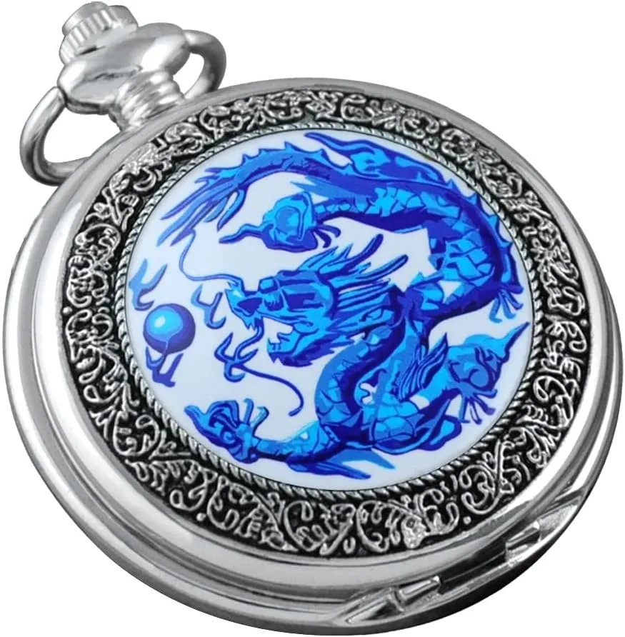 VIGOROSO Quartz Beautiful Peony Bird Enamel Painting Steampunk Silver Pocket Watches in Box