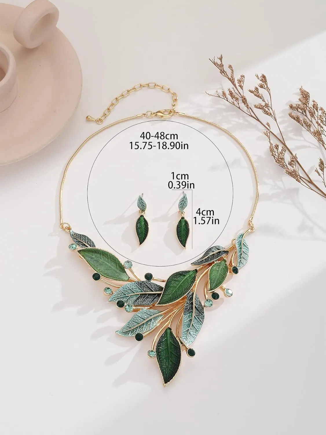 Vintage Chunky Statement Jewelry Set Retro Leaf Floral Geometric Bohemian Boho Bib Necklace Earring Set Fashion Costume Jewelry for Women Girls Wedding Party Prom Unique Gift