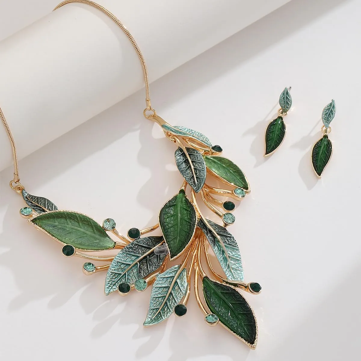 Vintage Chunky Statement Jewelry Set Retro Leaf Floral Geometric Bohemian Boho Bib Necklace Earring Set Fashion Costume Jewelry for Women Girls Wedding Party Prom Unique Gift
