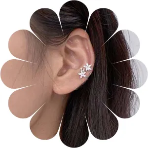 Vintage Crystal Star Ear Cuff Earrings Silver Rhinestone Cartilage Clip Earring Cz Star Cartilage Cuff Wrap Earring Minimalist No Piercing Earrings Jewelry for Women