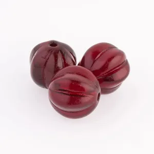 Vintage large translucent ruby glass melon bead. Czechoslovakia. 20mm. 1950s.Pkg 1. b11-rd-0496