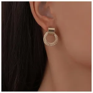 Vintage Layered Twisted Circle Stud Earrings Twist Circle Dangle Earrings Boho Hollow Circle Earrings Chunky Twisted Wire Stud Earrings Jewelry for Women and Girls