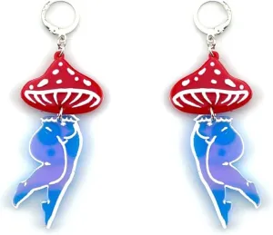 Vintage Mushroom Earrings Acrylic Cute Tiny Dancer Beautiful Blue Legs Ballet Earrings for Women Fashion Jewelry Accessories