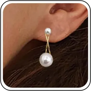 Vintage Pearl Stud Earrings Gold Pearl Dangle Earrings Double Pearl Earrings Minimalist Wedding Earrings Jewelry for Women
