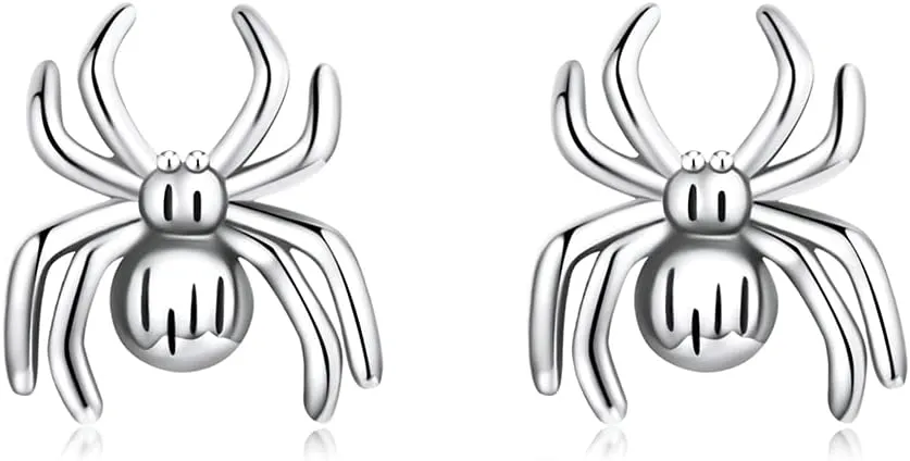 Vintage Spider Stud Earrings for Women Girls 925 Sterling Silver Hypoallergenic Halloween Small Animal Pet Cartilage Tragus Post Creative 3D Jewelry Unique Gifts for Friend