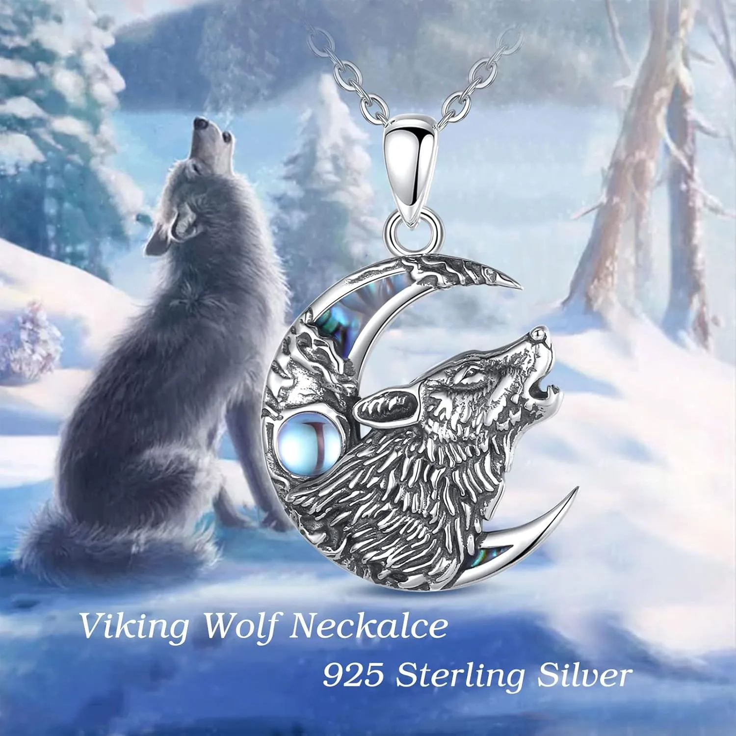 Vito 925 Sterling Silver Viking Necklace for Women Men, Viking Dragon/Wolf/Horse/Tree of Life Pendant Norse Amulet Nordic Jewelry for Men
