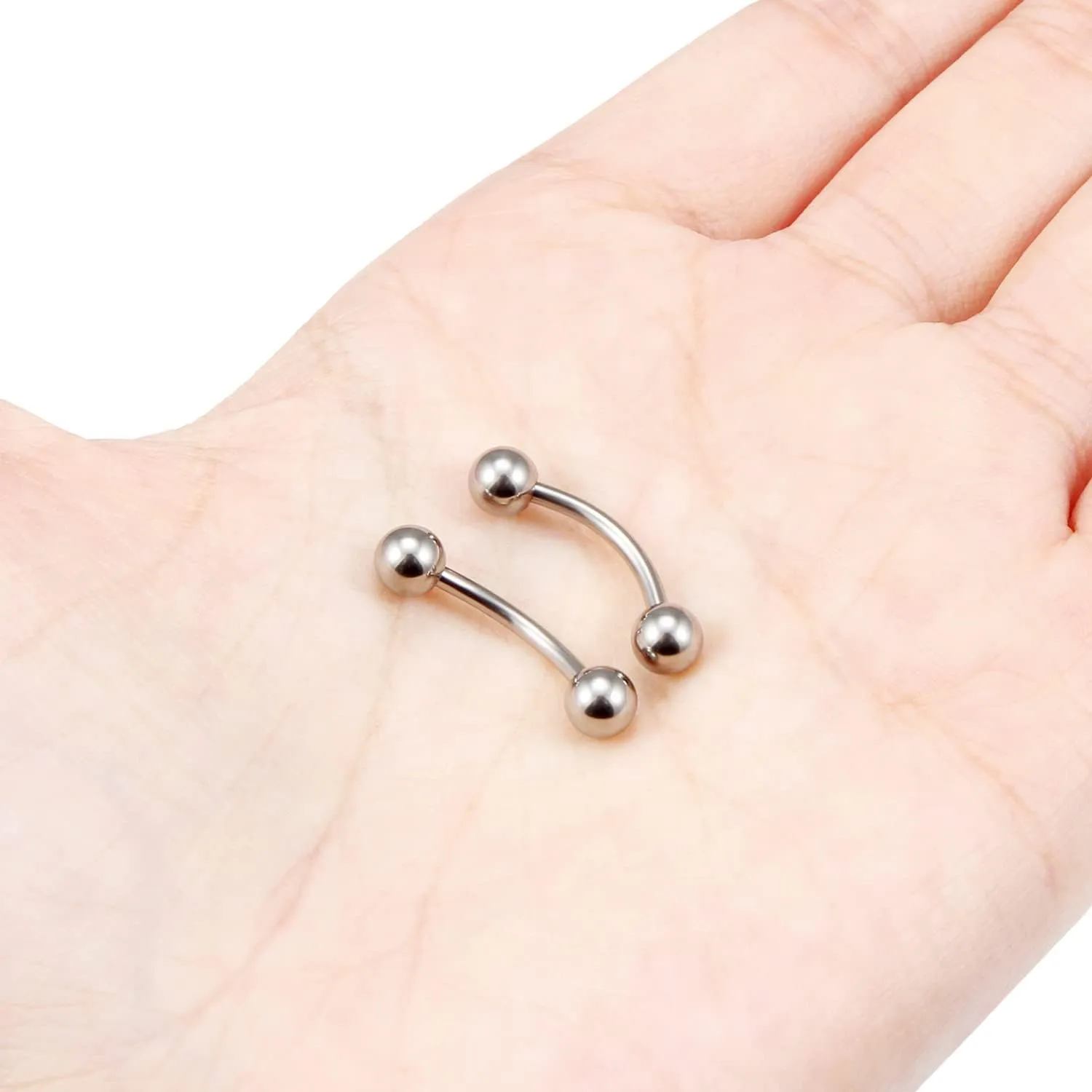 Vsnnsns 14G 16G Eyebrow Piercing Jewelry G23 Titanium Curved Barbell Eyebrow Ring Vertical Labret Lip Jewelry Rook Daith Earrings Piercing Jewelry for Women Men 6mm 8mm 10mm 12mm 14mm 16mm