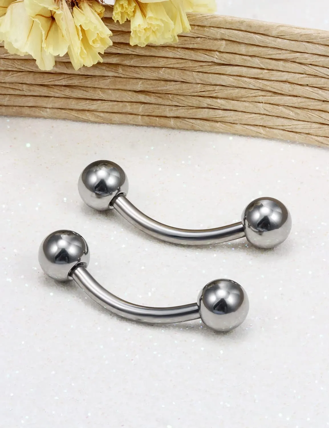 Vsnnsns 14G 16G Eyebrow Piercing Jewelry G23 Titanium Curved Barbell Eyebrow Ring Vertical Labret Lip Jewelry Rook Daith Earrings Piercing Jewelry for Women Men 6mm 8mm 10mm 12mm 14mm 16mm