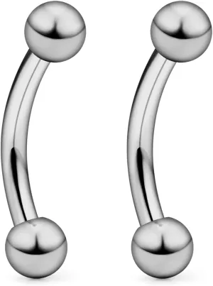 Vsnnsns 14G 16G Eyebrow Piercing Jewelry G23 Titanium Curved Barbell Eyebrow Ring Vertical Labret Lip Jewelry Rook Daith Earrings Piercing Jewelry for Women Men 6mm 8mm 10mm 12mm 14mm 16mm