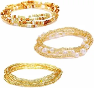 Waist Bead Chains 3 Pieces African Belly Chains Body Jewelry for Women