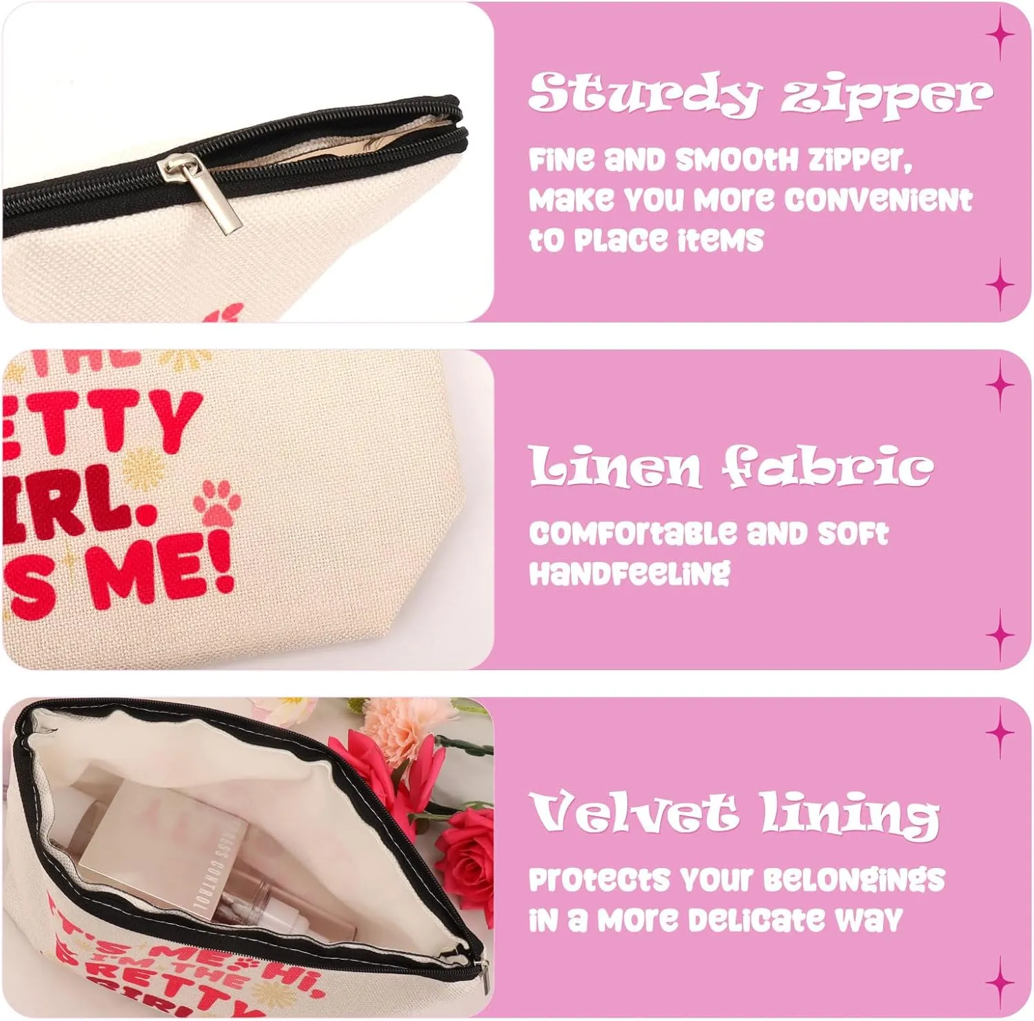 WALLFID Makeup Cosmetic Bag for Girls, Music Lovers Singer Fans, Birthday Gift for Girl, Travel Bag for Friends & Sister, with Friendship Bracelets