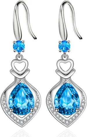 Water Drop Pendant Earrings for Women, Water Drop Shape Heart Earrings, All-match Ear Hooks Fashion Jewelry Gifts for Girls, Silver