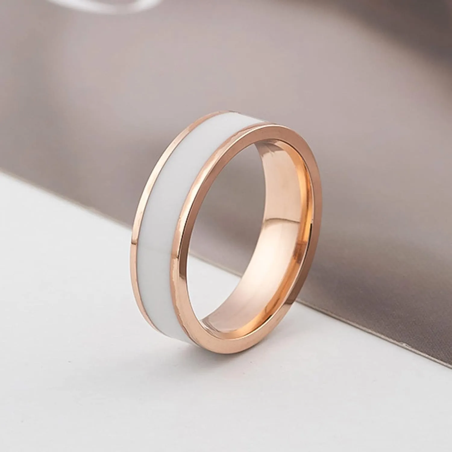 Wedding Band Sets for Him and Her, Stainless Steel Couples Rings Set Promise Ring Black White Line Shape