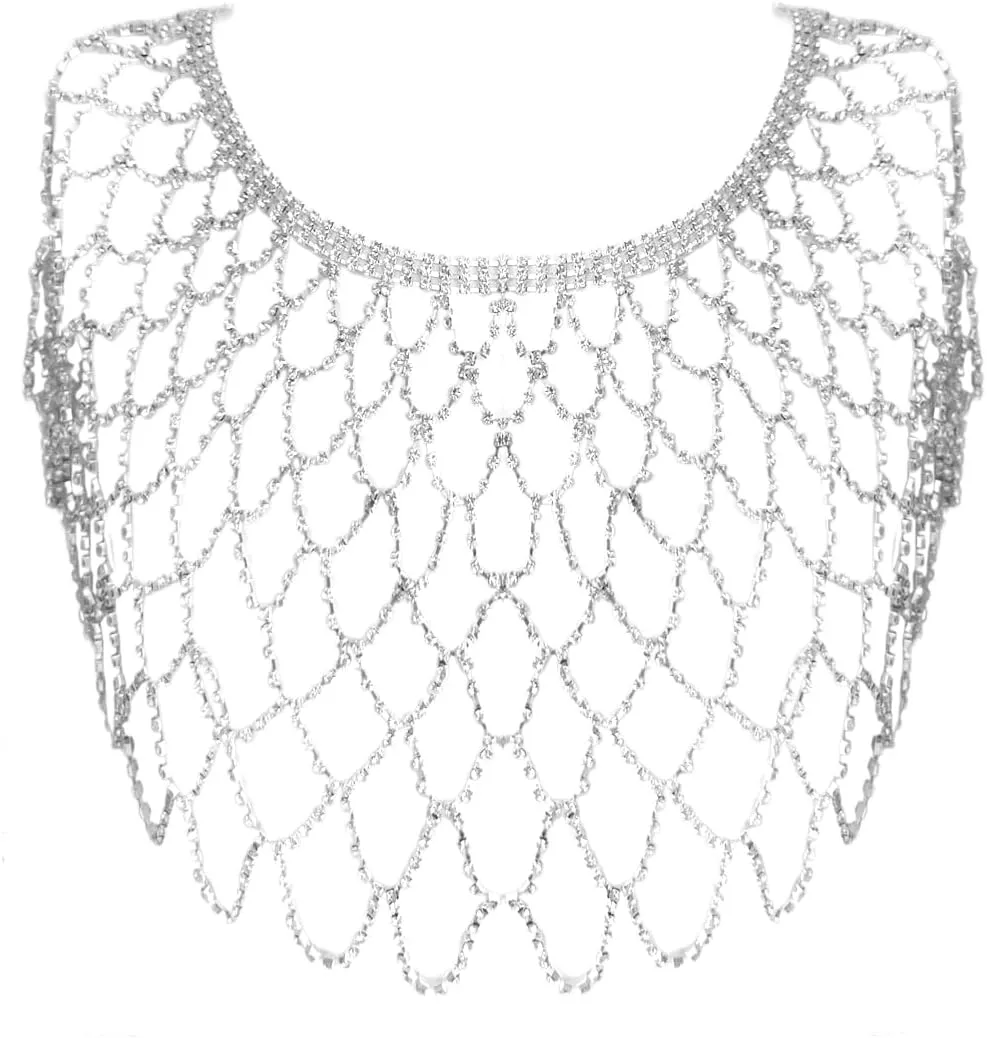 WeeH Diamond Tassel Shoulder Chain Bridal Jewelry Fashion Sexy Rhinestone Body Jewelry Costume Wedding Necklace Statement