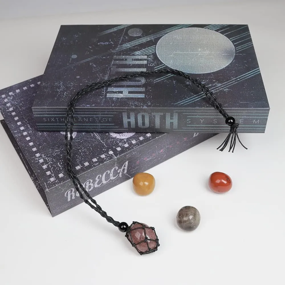 weryerker 7 Chakra GemStones Empty Necklace Cord Pendant Stone Holder Replacement Hand-Woven Necklace Cord with Adjustable