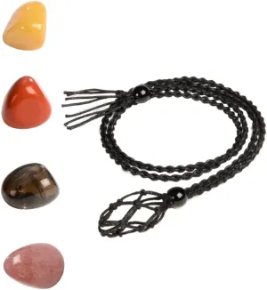 weryerker 7 Chakra GemStones Empty Necklace Cord Pendant Stone Holder Replacement Hand-Woven Necklace Cord with Adjustable