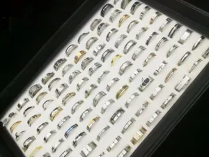 Wholesale 100pcs Bulk Lot Mixed Stainless Steel Rings Men's Fashion Wedding Ring-Women-100pcs