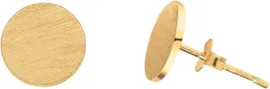 Wicary 14K Gold Plated Sterling Silver Curved Round Stud Earring Brushed Disc Gold Earrings for Women