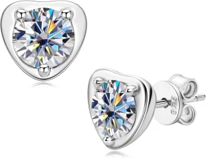 WOAINI 18K Gold Plated Moissanite Stud Earrings For Women, Solitaire Moissanite Earring Studs Screw Back 925 Sterling Silver, 2 Carat/Pair VVSI Clarity, Valentines Day Anniversary Birthday Gifts