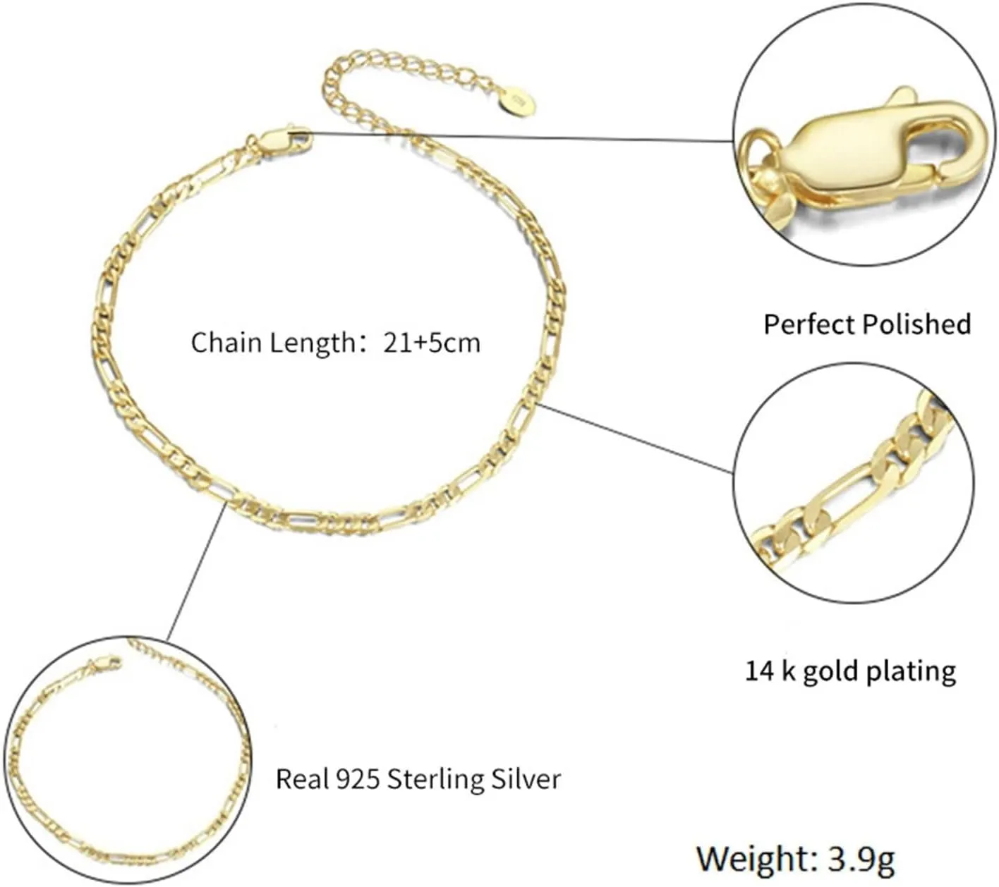 Womens Anklets Jewelry Sterling Silver, Ankle Braclet Boho Simple Chain Silver/Gold Foot Accessories Gifts for Friend