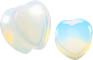 Womens Gauges for Ears, Stone Ear Tunnels and Plugs Body Piercing Jewelry Heart Shape Opal Unique Gifts